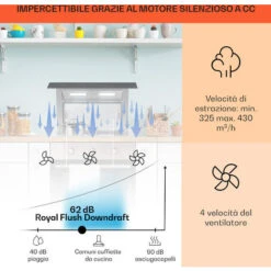 Klarstein Royal Flush Downdraft Cappa Aspirante 430 M³/h 60 Cm -Negozio Di Elettrodomestici 13295971 3