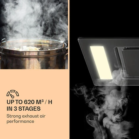 Klarstein Remy - Cappa A Soffitto, 90 Cm, 619 M³/h, 230 W, 3 Livelli, Telecomando 6 Klarstein Remy - Cappa A Soffitto, 90 Cm, 619 M³/h, 230 W, 3 Livelli, Telecomando - immagine 4