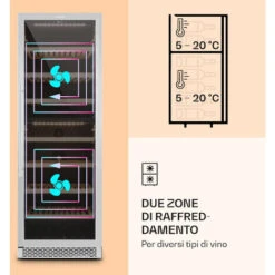 Klarstein Reserva 166 Duo - Frigorifero Per Vini, 166 Bottiglie, 379 Litri, 2 Zone, Touch 9 Klarstein Reserva 166 Duo - Frigorifero Per Vini, 166 Bottiglie, 379 Litri, 2 Zone, Touch -Negozio Di Elettrodomestici 14061647 3