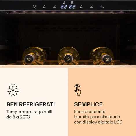 Klarstein Reserva 166 Duo - Frigorifero Per Vini, 166 Bottiglie, 379 Litri, 2 Zone, Touch 6 Klarstein Reserva 166 Duo - Frigorifero Per Vini, 166 Bottiglie, 379 Litri, 2 Zone, Touch - immagine 4