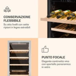 Klarstein Reserva 166 Duo - Frigorifero Per Vini, 166 Bottiglie, 379 Litri, 2 Zone, Touch 11 Klarstein Reserva 166 Duo - Frigorifero Per Vini, 166 Bottiglie, 379 Litri, 2 Zone, Touch -Negozio Di Elettrodomestici 14061647 5