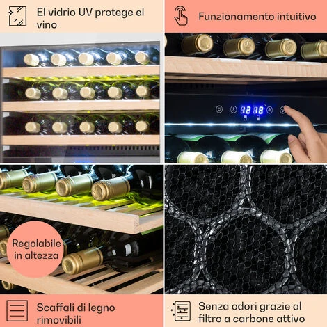 Klarstein Vinsider 35D Cantinetta Frigo A Incasso 128 Litri 41 Bottiglie Di Vino 2 Zone 7 Klarstein Vinsider 35D Cantinetta Frigo A Incasso 128 Litri 41 Bottiglie Di Vino 2 Zone - immagine 5