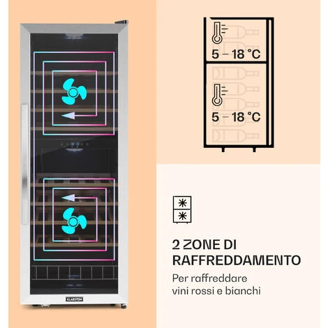 Klarstein Vinamour 54 Duo - Frigorifero Per Vini, 2 Zone, 148 Litri, 54 Bottiglie, Display Touch 5 Klarstein Vinamour 54 Duo - Frigorifero Per Vini, 2 Zone, 148 Litri, 54 Bottiglie, Display Touch - immagine 3