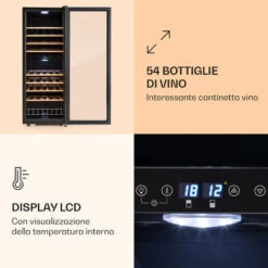 Klarstein Vinamour 54 Duo - Frigorifero Per Vini, 2 Zone, 148 Litri, 54 Bottiglie, Display Touch 10 Klarstein Vinamour 54 Duo - Frigorifero Per Vini, 2 Zone, 148 Litri, 54 Bottiglie, Display Touch -Negozio Di Elettrodomestici 14061804 4
