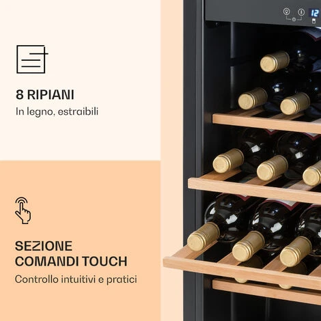 Klarstein Vinamour 54 Duo - Frigorifero Per Vini, 2 Zone, 148 Litri, 54 Bottiglie, Display Touch 7 Klarstein Vinamour 54 Duo - Frigorifero Per Vini, 2 Zone, 148 Litri, 54 Bottiglie, Display Touch - immagine 5