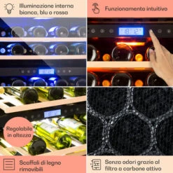 Klarstein Vinovilla 43 Built-In Duo Cantinetta Vino A Due Zone 129l 43 Bott. 3 Colori Anta In Vetro -Negozio Di Elettrodomestici 14061923 5