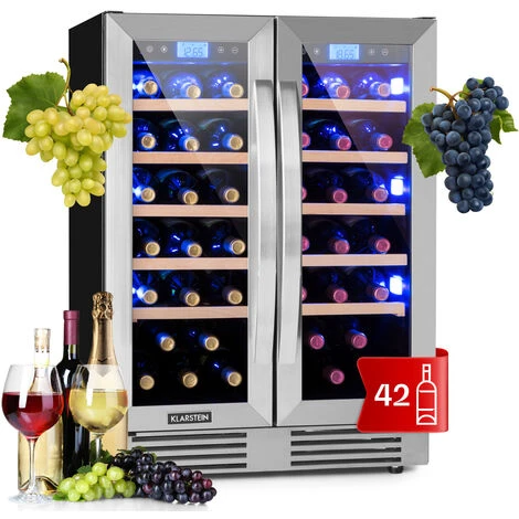 Klarstein Vinovilla 42 Twin Built-In Duo Frigovino A Due Zone 126l 42 Bott. 3 Colori Vetro 3 Klarstein Vinovilla 42 Twin Built-In Duo Frigovino A Due Zone 126l 42 Bott. 3 Colori Vetro