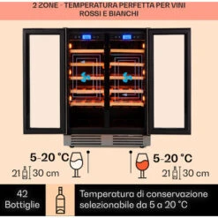 Klarstein Vinovilla 42 Twin Built-In Duo Frigovino A Due Zone 126l 42 Bott. 3 Colori Vetro 9 Klarstein Vinovilla 42 Twin Built-In Duo Frigovino A Due Zone 126l 42 Bott. 3 Colori Vetro -Negozio Di Elettrodomestici 14061924 3