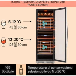 Klarstein Vinovilla Grande 165 Built-in Duo - Frigorifero Per Vini, 425 L, 165 Bottiglie, Luce A 3 Colori, Sportello In Vetro 9 Klarstein Vinovilla Grande 165 Built-in Duo - Frigorifero Per Vini, 425 L, 165 Bottiglie, Luce A 3 Colori, Sportello In Vetro -Negozio Di Elettrodomestici 14061927 3