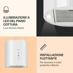 Klarstein Barett - Cappa Aspirante A Isola, Ø 35 Cm, Ricircolo, 558 M³/h, LED, Filtri Ai Carboni Attivi -Negozio Di Elettrodomestici 14061974 3
