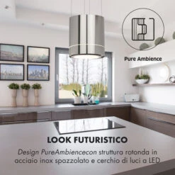 Klarstein Tron Ambience Cappa A Isola Ø38cm Ricircolo 540m³/h LED Acciaio Inox -Negozio Di Elettrodomestici 14061982 3