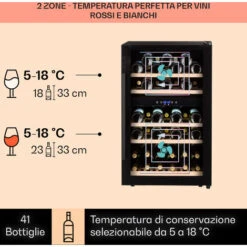 Klarstein Barossa 40 Duo - Frigorifero Per Vini, 2 Zone, 41 Bottiglie, Porta Di Vetro, Touch, LED 9 Klarstein Barossa 40 Duo - Frigorifero Per Vini, 2 Zone, 41 Bottiglie, Porta Di Vetro, Touch, LED -Negozio Di Elettrodomestici 14062027 3