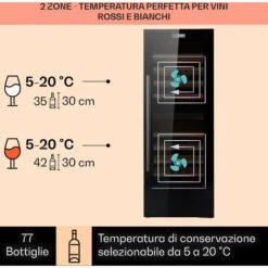 Klarstein Barossa 77 Duo Cantinetta Vino 2 Zone 191 L 77 Fl. Touch LED Nero -Negozio Di Elettrodomestici 14062032 3