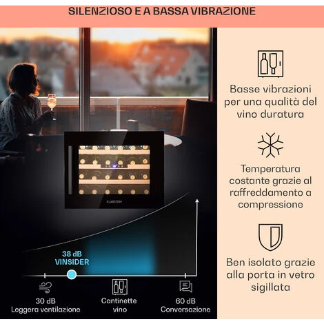 Klarstein Vinsider 24 Built-In Uno Onyx Exition Frigorifero Per Vini Da Incasso 24 Bottiglie 57 L 6 Klarstein Vinsider 24 Built-In Uno Onyx Exition Frigorifero Per Vini Da Incasso 24 Bottiglie 57 L - immagine 4