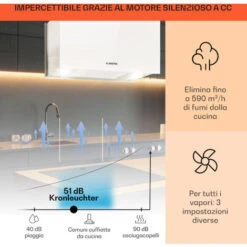 Klarstein Kronleuchter L Cappa A Isola 60cm Scarico: 590m³/h LED Touch Bianco -Negozio Di Elettrodomestici 14062089 3