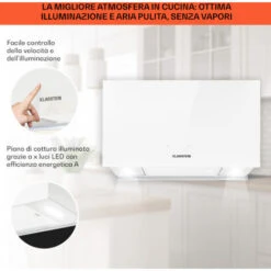 Klarstein Kronleuchter L Cappa A Isola 60cm Scarico: 590m³/h LED Touch Bianco -Negozio Di Elettrodomestici 14062089 4