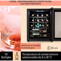 Klarstein Shiraz 16 Uno - Frigorifero Per Vini, 42 L, Pannello Di Controllo Touch, 131 W, 5-18°C -Negozio Di Elettrodomestici 14062195 3