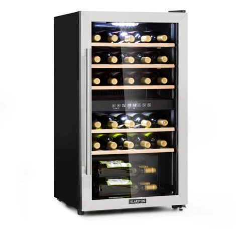 Klarstein Vinamour 29 Duo - Frigorifero Per Vini, 2 Zone, 80 L/29 Bottiglie, 5-22°C, Touch 3 Klarstein Vinamour 29 Duo - Frigorifero Per Vini, 2 Zone, 80 L/29 Bottiglie, 5-22°C, Touch