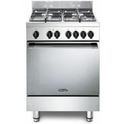 DeLonghi De Longhi GEMMA 66 M2 ED Linea Gemma Cucina A Gas Libera Installazione Forno Elettrico 4 Fuochi Griglie In Ghisa Classe Energetica A Bruciatore Tripla Corona 3D Vent Pizza Stone 9 Funzioni 60 Cm Accia