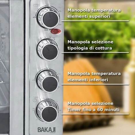 Forno Fornetto Elettrico Ventilato 55 Lt 2200 W Luce Doppia Porta Girarrosto 6 Forno Fornetto Elettrico Ventilato 55 Lt 2200 W Luce Doppia Porta Girarrosto - immagine 4