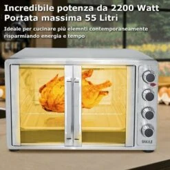 Forno Fornetto Elettrico Ventilato 55 Lt 2200 W Luce Doppia Porta Girarrosto 11 Forno Fornetto Elettrico Ventilato 55 Lt 2200 W Luce Doppia Porta Girarrosto -Negozio Di Elettrodomestici 15920728 5