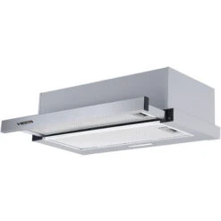 VIESTA VDE606565SR Cappa Aspirante Per Montaggio - Cappa Aspirante Estraibile - Cappa A Schermo Piatto 60 Cm Con Filtri Antigrasso - Cappa Aspirante Con Coperchio In Acciaio Inox Argento - Classe Ener