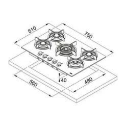 Franke FHCR 755 4G TC HE BK C Piano Cottura A Gas 5 Fuochi 75 Cm Cristallo Griglie In Ghisa 106.0374.283 -Negozio Di Elettrodomestici 16505551 2
