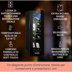 Klarstein Shiraz 12 Slim Uno - Frigorifero Per Vini, 32 L/12 Bottiglie, Touch, 85 W, 5-18 °C, LED 8 Klarstein Shiraz 12 Slim Uno - Frigorifero Per Vini, 32 L/12 Bottiglie, Touch, 85 W, 5-18 °C, LED -Negozio Di Elettrodomestici 18197013 2