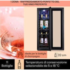 Klarstein Shiraz 12 Slim Uno - Frigorifero Per Vini, 32 L/12 Bottiglie, Touch, 85 W, 5-18 °C, LED 9 Klarstein Shiraz 12 Slim Uno - Frigorifero Per Vini, 32 L/12 Bottiglie, Touch, 85 W, 5-18 °C, LED -Negozio Di Elettrodomestici 18197013 3
