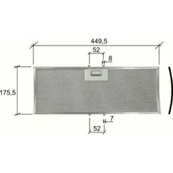 FILTRO CAPPA ELICA,TURBOAIR IN ALLUMINIO'CURVO' Mm.449,5 X 172 X 9 F 244 -Negozio Di Elettrodomestici 18219842 2