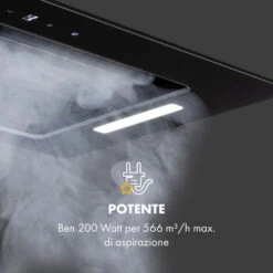 Klarstein Hektor Eco Cappa Aspirante Da Incasso 52 Cm 566 M³/h Touch Vetro Nero -Negozio Di Elettrodomestici 20110761 3