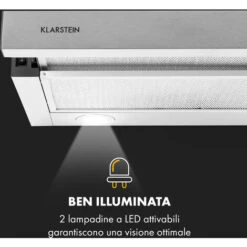 Klarstein Viola Cappa Aspirante Acciaio Inox 59,6 Cm 612m³/h Classe A Argento -Negozio Di Elettrodomestici 20154985 5