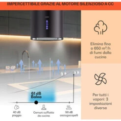 Klarstein Klarstein Beretta Cappa Aspirante A Isola Ø35cm A Ricircolo 650m³/h LED Nero -Negozio Di Elettrodomestici 22853997 3