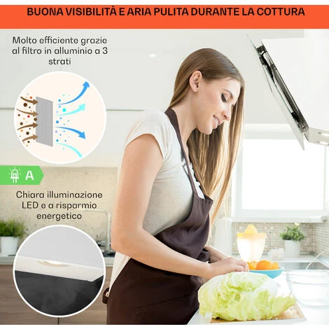 Klarstein Alina Cappa Aspirante 90 Cm 600 M³/h Luce Ambiente Frontale Di Vetro Bianco 6 Klarstein Alina Cappa Aspirante 90 Cm 600 M³/h Luce Ambiente Frontale Di Vetro Bianco - immagine 4