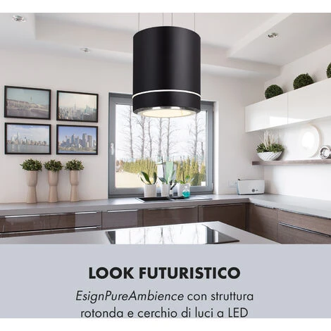 Klarstein Tron Ambience Cappa Aspirante A Isola Ø38cm Ricircolo 540m³/h LED Nero 5 Klarstein Tron Ambience Cappa Aspirante A Isola Ø38cm Ricircolo 540m³/h LED Nero - immagine 3