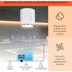 Klarstein Tron Ambience Cappa Aspirante A Isola Ø38cm Ricircolo 540m³/h LED Bianco -Negozio Di Elettrodomestici 22854335 2 1