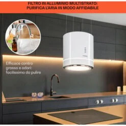 Klarstein Tron Ambience Cappa Aspirante A Isola Ø38cm Ricircolo 540m³/h LED Bianco -Negozio Di Elettrodomestici 22854335 5 1