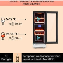 Klarstein Cantinetta-frigo Per Vini Vinovilla 17 Built-In Duo A Due Zone 53l 17 Bott. 3 Colori Anta In Vetro -Negozio Di Elettrodomestici 23123811 3