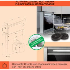 Klarstein Royal Flush Eco Cappa Aspirante, 90 Cm, 576 M³/h, A+ -Negozio Di Elettrodomestici 23702107 5
