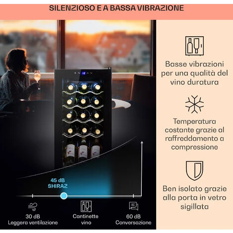 Klarstein Shiraz 15 Slim Uno - Frigorifero Per Vini, 44 L, Pannello Di Controllo Touch, 5-18°C 6 Klarstein Shiraz 15 Slim Uno - Frigorifero Per Vini, 44 L, Pannello Di Controllo Touch, 5-18°C - immagine 4