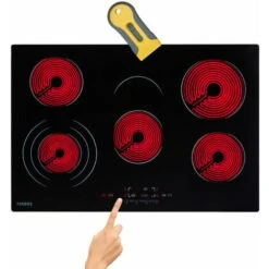 AREBOS Fornello In Vetroceramica Piastre Autosufficiente 8600 W 5 Fuochi