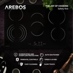 AREBOS Fornello In Vetroceramica Piastre Autosufficiente 8600 W 5 Fuochi -Negozio Di Elettrodomestici 26705806 3