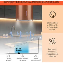 Klarstein Beretta, Cappa A Isola, Ø 35 Cm, Scarico/Ricircolo, 650m³/h, LED, Rame 9 Klarstein Beretta, Cappa A Isola, Ø 35 Cm, Scarico/Ricircolo, 650m³/h, LED, Rame -Negozio Di Elettrodomestici 27196771 3