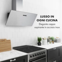 Klarstein Silver Lining 90, Cappa Aspirante, 90 Cm, 568m³/h , EEK A, Acciaio Inox -Negozio Di Elettrodomestici 27421853 2