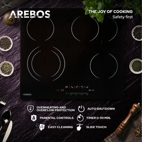 AREBOS Piano Cottura In Vetroceramica 4 Zone Di Cottura 59 Cm 7200W 5 AREBOS Piano Cottura In Vetroceramica 4 Zone Di Cottura 59 Cm 7200W - immagine 3