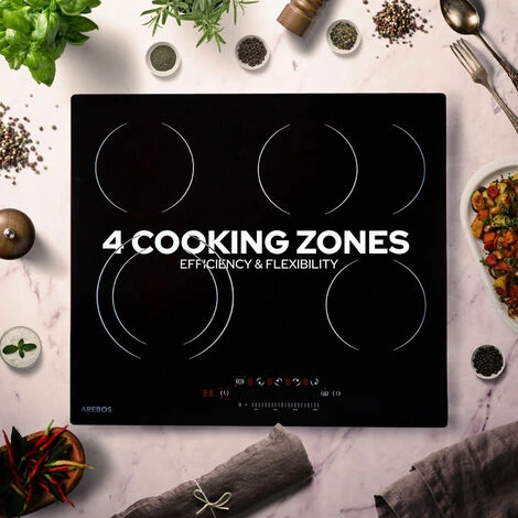AREBOS Piano Cottura In Vetroceramica 4 Zone Di Cottura 59 Cm 7200W 6 AREBOS Piano Cottura In Vetroceramica 4 Zone Di Cottura 59 Cm 7200W - immagine 4
