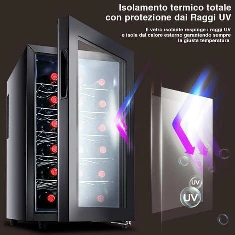 Cantina Refrigerante Vino Cantinetta Frigo Elettrica 18 Bottiglie 52Lt 70W Nero 4 Cantina Refrigerante Vino Cantinetta Frigo Elettrica 18 Bottiglie 52Lt 70W Nero - immagine 2