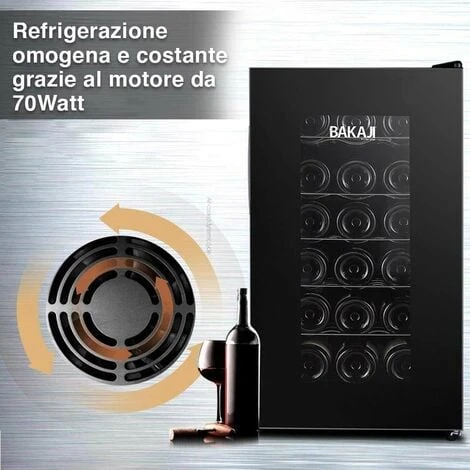Cantina Refrigerante Vino Cantinetta Frigo Elettrica 18 Bottiglie 52Lt 70W Nero 5 Cantina Refrigerante Vino Cantinetta Frigo Elettrica 18 Bottiglie 52Lt 70W Nero - immagine 3