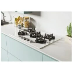 Candy CVG6BR4WPW Piano Cottura A Gas 4 Zone Griglie In Ghisa 60 Cm Vetro Temperato Bianco -Negozio Di Elettrodomestici 36882654 3