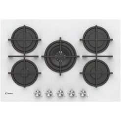 Candy CVG6BR4WPW Piano Cottura A Gas 4 Zone Griglie In Ghisa 60 Cm Vetro Temperato Bianco -Negozio Di Elettrodomestici 36882654 5